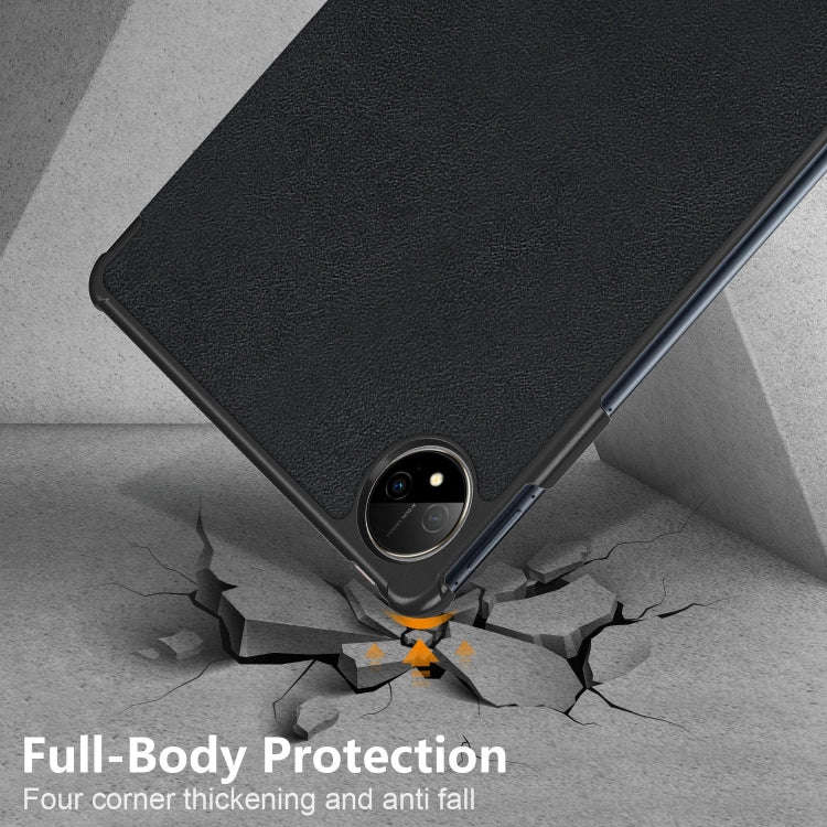 For Huawei MatePad Pro 11 2024 / 2022 Custer Pure Color 3-Fold Smart Leather Tablet Case(Black)