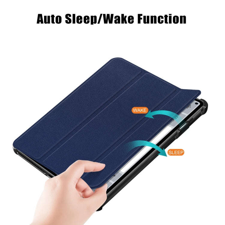 For Huawei MatePad Pro 11 2024 / 2022 Custer Pure Color 3-Fold Smart Leather Tablet Case(Dark Blue)