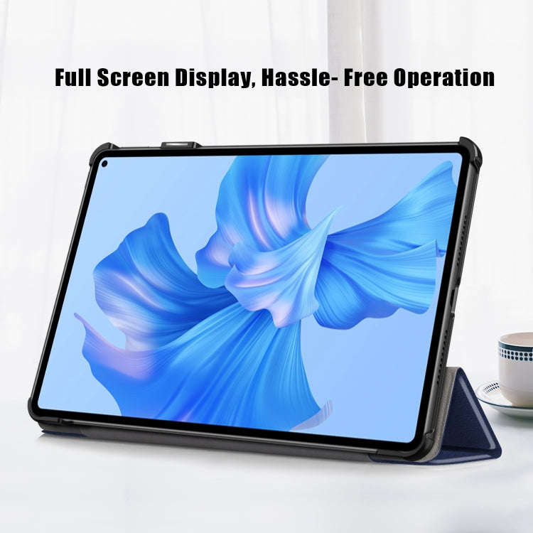 For Huawei MatePad Pro 11 2024 / 2022 Custer Pure Color 3-Fold Smart Leather Tablet Case(Dark Blue)