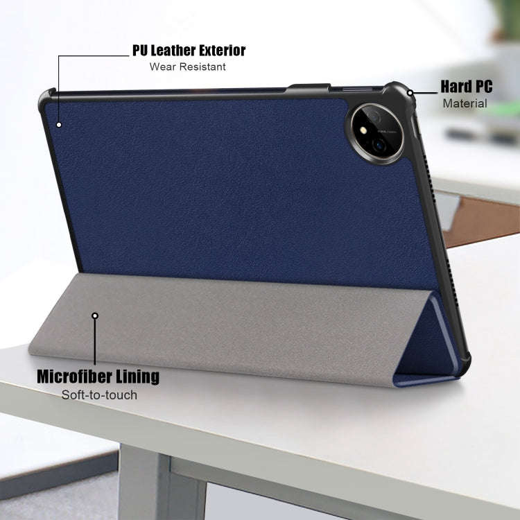 For Huawei MatePad Pro 11 2024 / 2022 Custer Pure Color 3-Fold Smart Leather Tablet Case(Dark Blue)