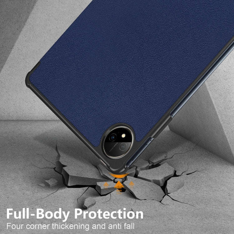 For Huawei MatePad Pro 11 2024 / 2022 Custer Pure Color 3-Fold Smart Leather Tablet Case(Dark Blue)