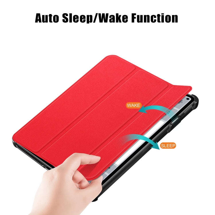 For Huawei MatePad Pro 11 2024 / 2022 Custer Pure Color 3-Fold Smart Leather Tablet Case(Red)