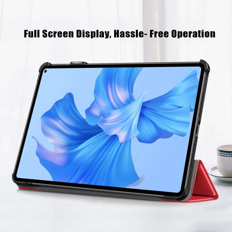 For Huawei MatePad Pro 11 2024 / 2022 Custer Pure Color 3-Fold Smart Leather Tablet Case(Red)