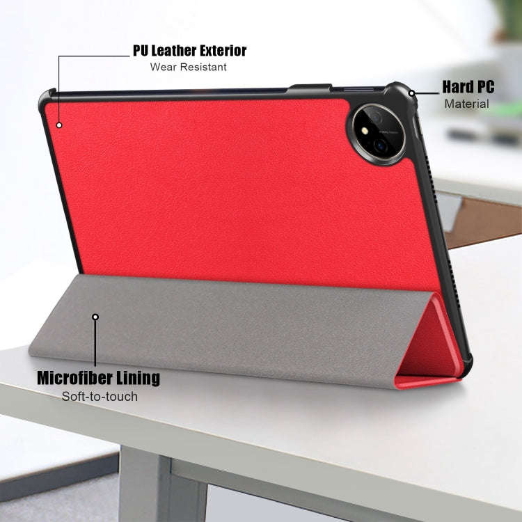 For Huawei MatePad Pro 11 2024 / 2022 Custer Pure Color 3-Fold Smart Leather Tablet Case(Red)