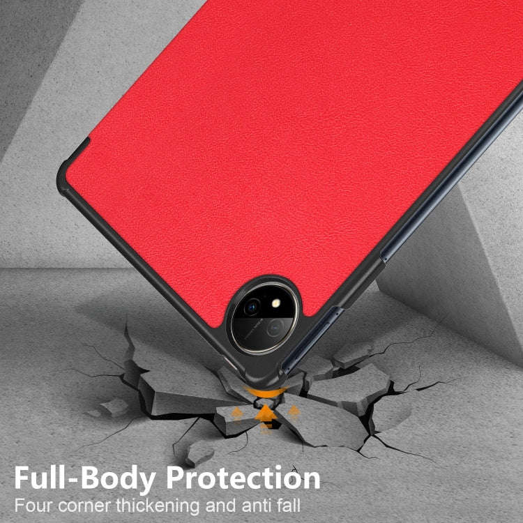 For Huawei MatePad Pro 11 2024 / 2022 Custer Pure Color 3-Fold Smart Leather Tablet Case(Red)