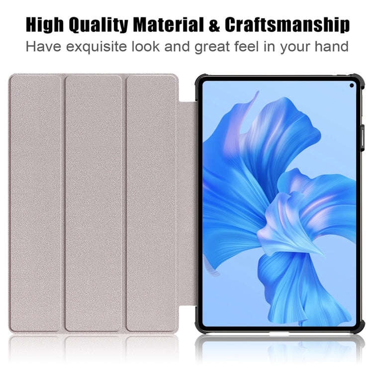 For Huawei MatePad Pro 11 2024 / 2022 Custer Pure Color 3-Fold Smart Leather Tablet Case(Rose Gold)