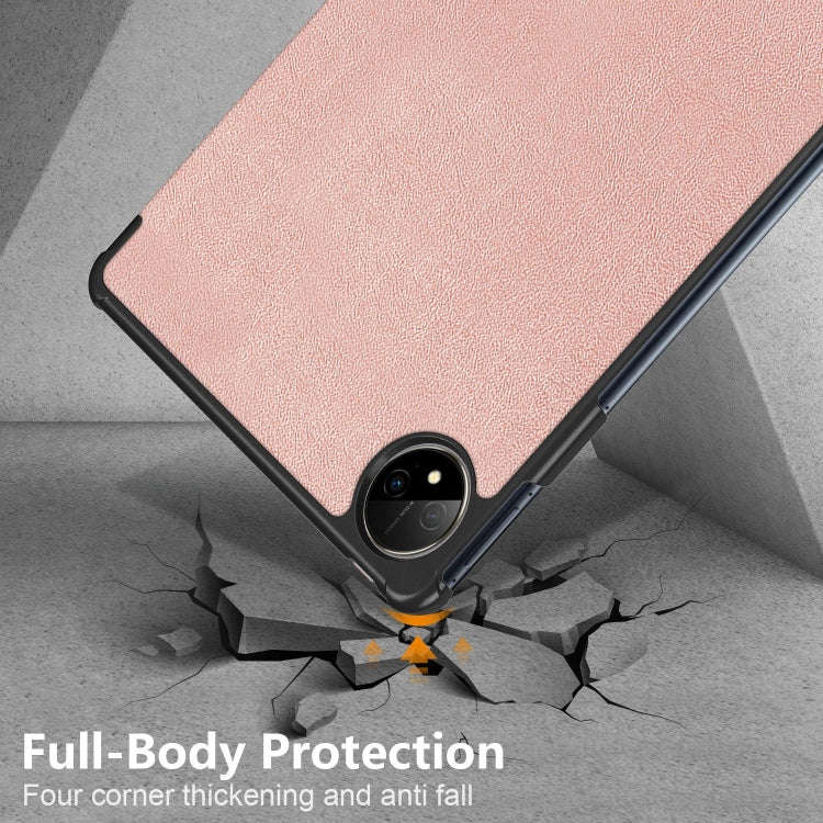For Huawei MatePad Pro 11 2024 / 2022 Custer Pure Color 3-Fold Smart Leather Tablet Case(Rose Gold)