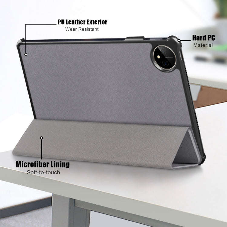 For Huawei MatePad Pro 11 2024 / 2022 Custer Pure Color 3-Fold Smart Leather Tablet Case(Grey)