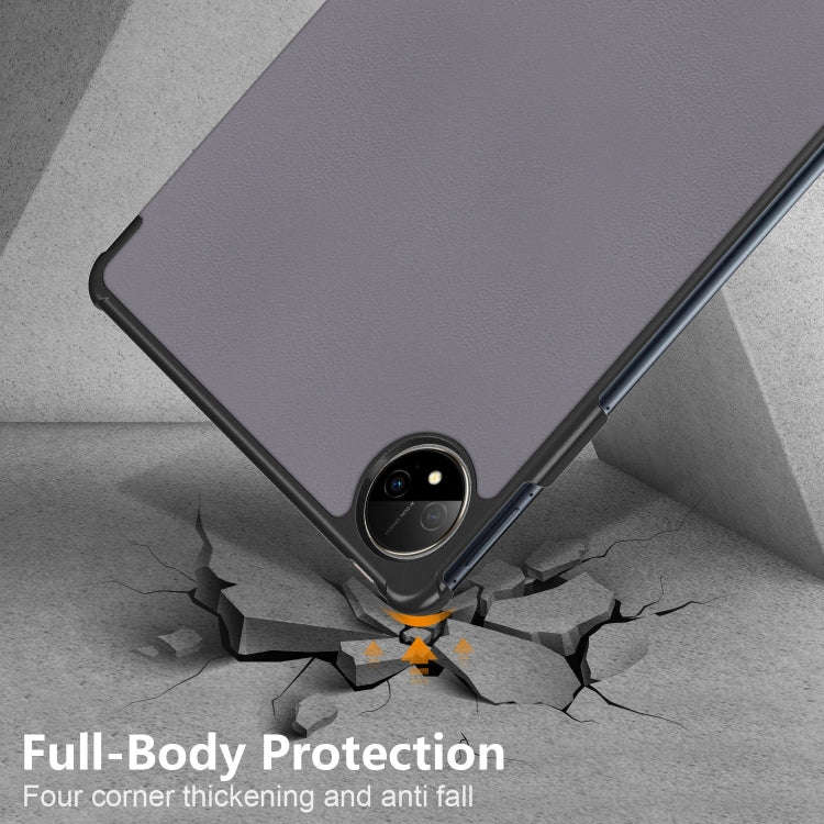 For Huawei MatePad Pro 11 2024 / 2022 Custer Pure Color 3-Fold Smart Leather Tablet Case(Grey)