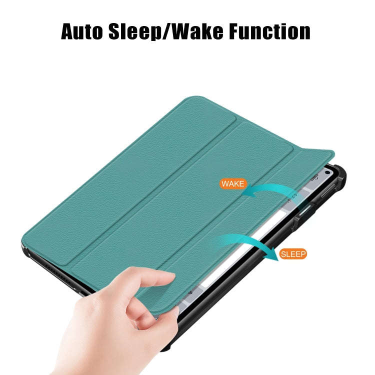 For Huawei MatePad Pro 11 2024 / 2022 Custer Pure Color 3-Fold Smart Leather Tablet Case(Dark Green)