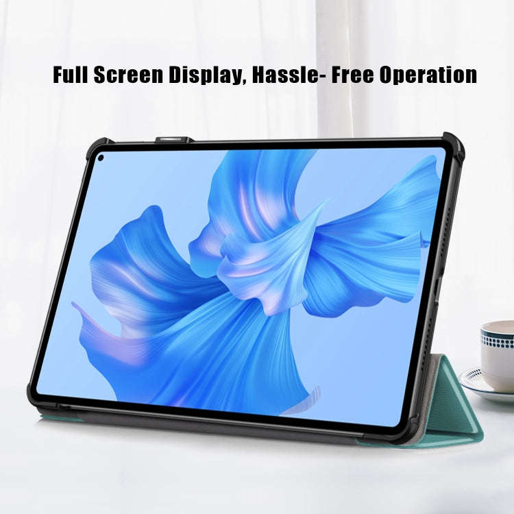 For Huawei MatePad Pro 11 2024 / 2022 Custer Pure Color 3-Fold Smart Leather Tablet Case(Dark Green)