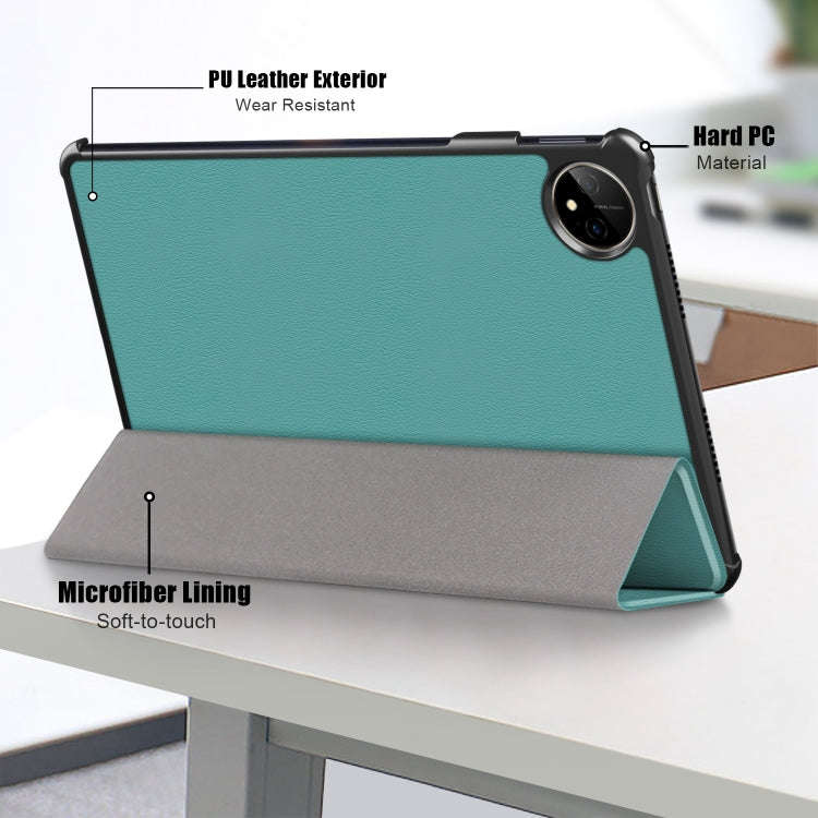 For Huawei MatePad Pro 11 2024 / 2022 Custer Pure Color 3-Fold Smart Leather Tablet Case(Dark Green)