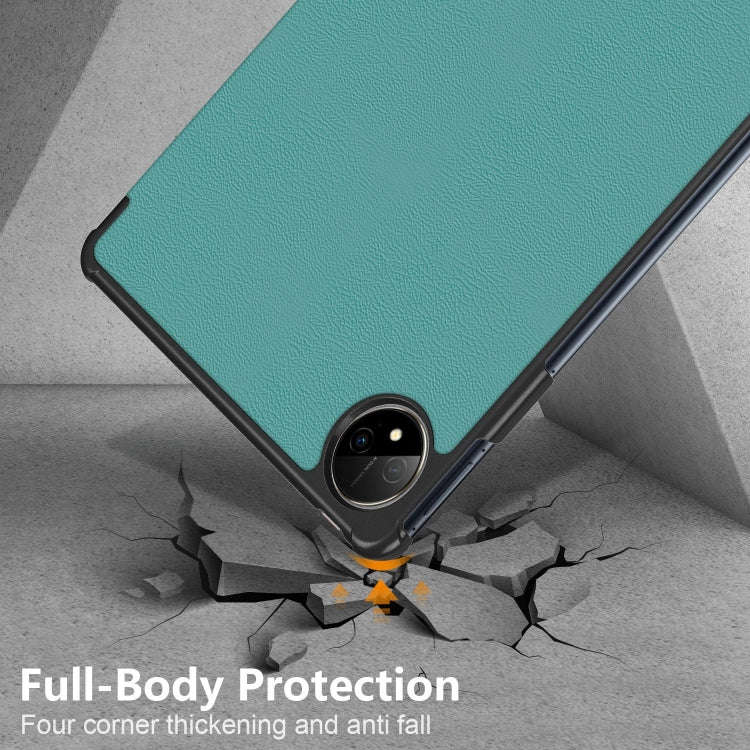 For Huawei MatePad Pro 11 2024 / 2022 Custer Pure Color 3-Fold Smart Leather Tablet Case(Dark Green)