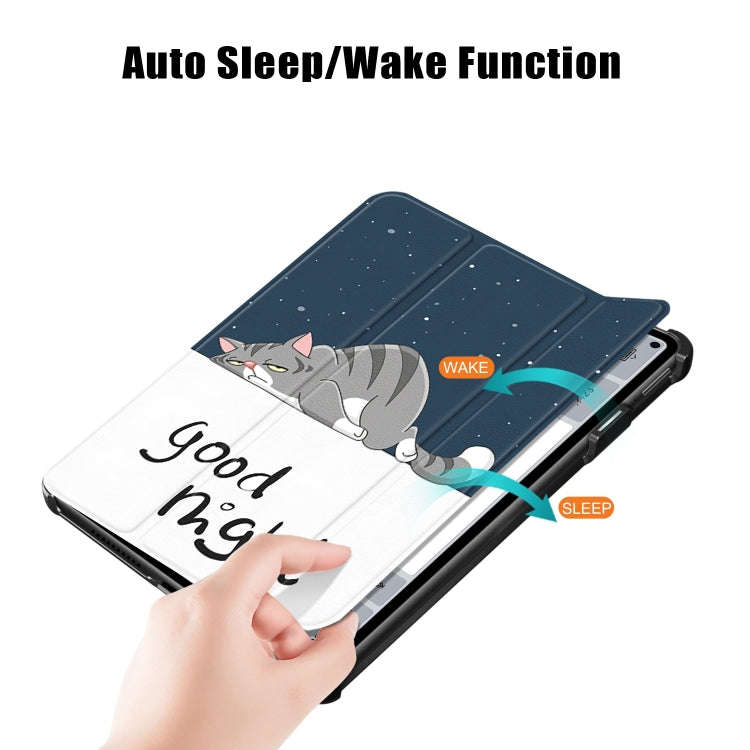 For Huawei MatePad Pro 11 2024 / 2022 Coloured Drawing 3-Fold Smart Leather Tablet Case(Lazy Cat)