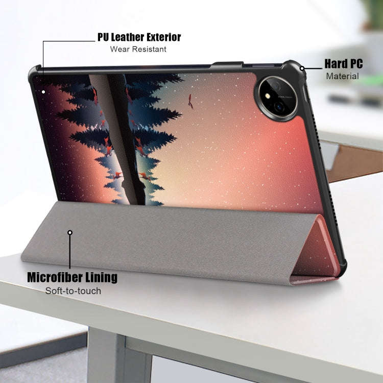 For Huawei MatePad Pro 11 2024 / 2022 Coloured Drawing 3-Fold Smart Leather Tablet Case(Sunset)