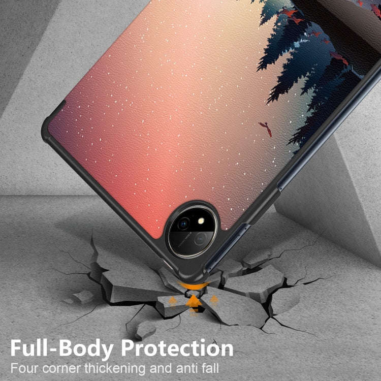 For Huawei MatePad Pro 11 2024 / 2022 Coloured Drawing 3-Fold Smart Leather Tablet Case(Sunset)
