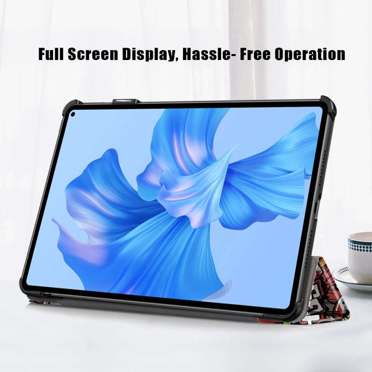 For Huawei MatePad Pro 11 2024 / 2022 Coloured Drawing 3-Fold Smart Leather Tablet Case(Graffiti)