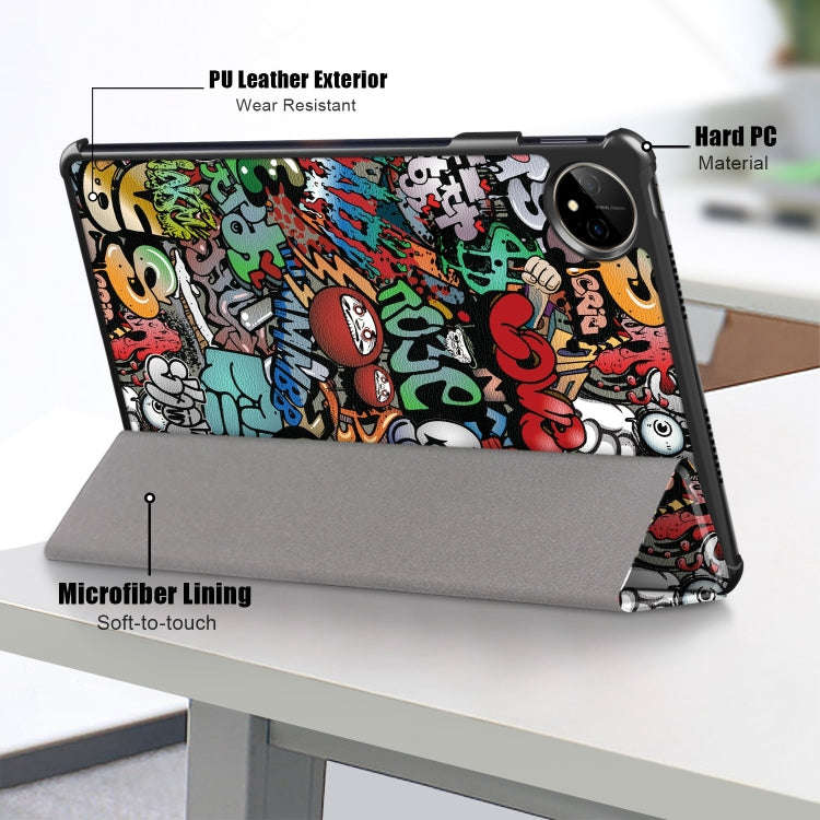 For Huawei MatePad Pro 11 2024 / 2022 Coloured Drawing 3-Fold Smart Leather Tablet Case(Graffiti)