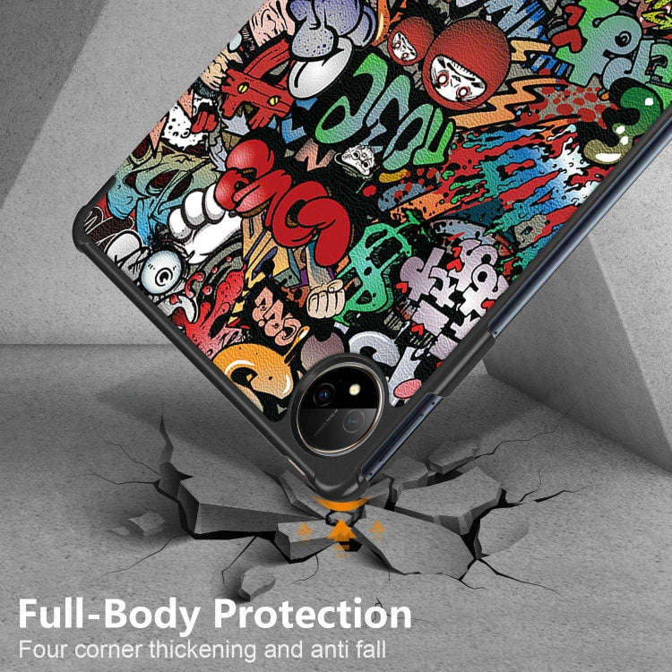 For Huawei MatePad Pro 11 2024 / 2022 Coloured Drawing 3-Fold Smart Leather Tablet Case(Graffiti)