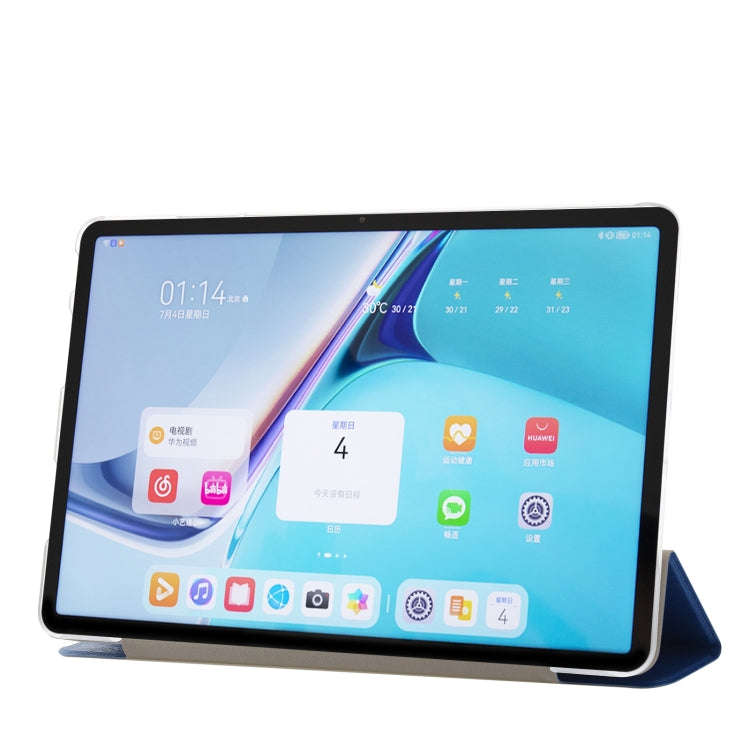For Huawei MatePad Pro 11 2024 Silk Texture 3-Fold Leather Tablet Case(Dark Blue)