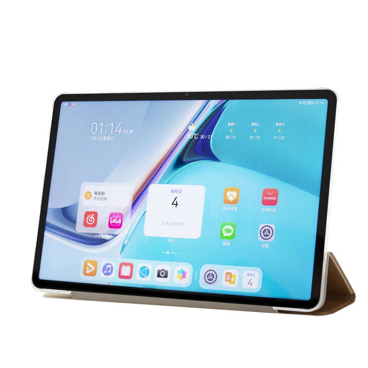 For Huawei MatePad Pro 11 2024 Silk Texture 3-Fold Leather Tablet Case(Gold)