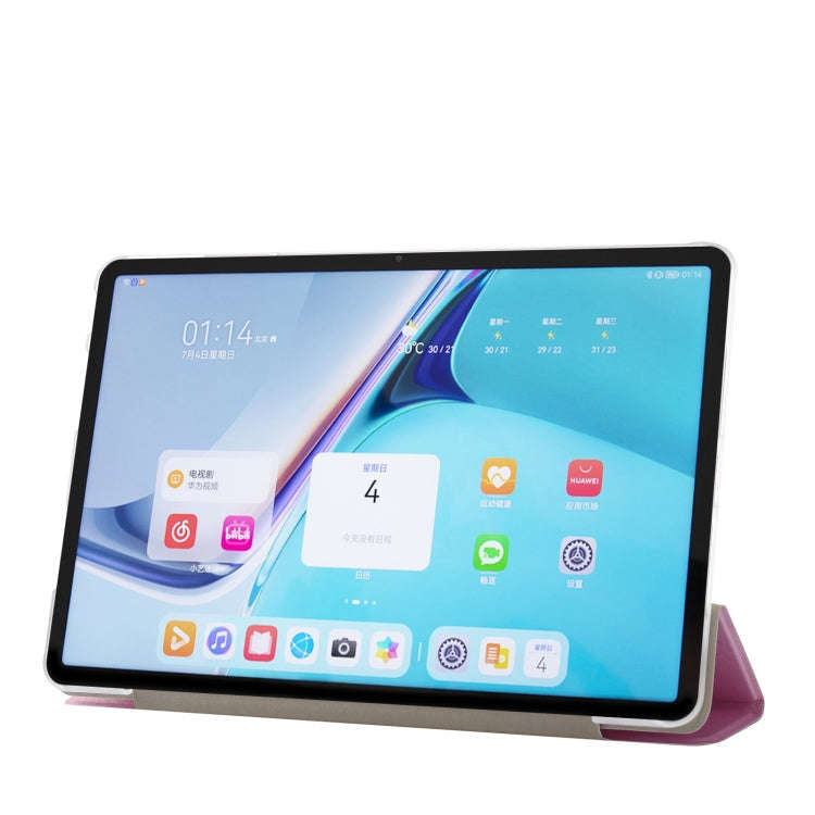 For Huawei MatePad Pro 11 2024 Silk Texture 3-Fold Leather Tablet Case(Light Purple)