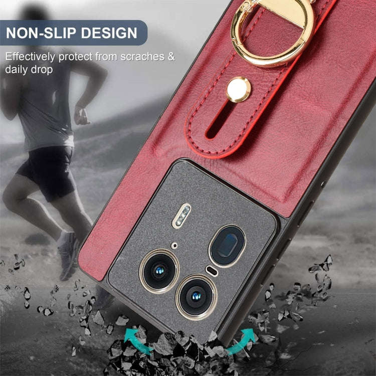 For Motorola Edge 50 Ultra Wristband Leather Back Phone Case(Red)