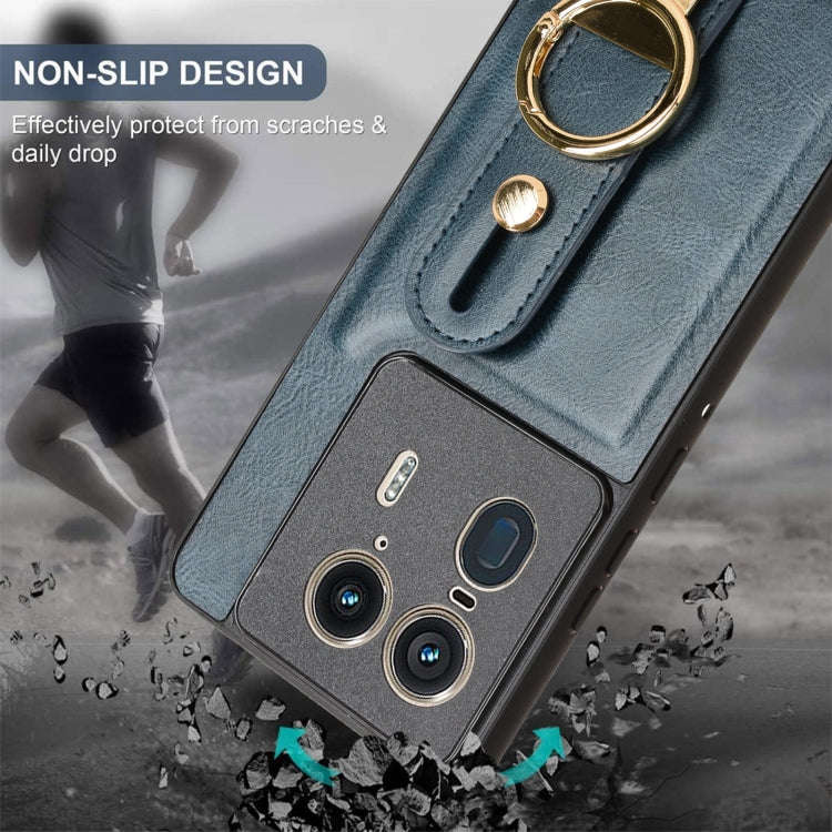For Motorola Edge 50 Ultra Wristband Leather Back Phone Case(Blue)