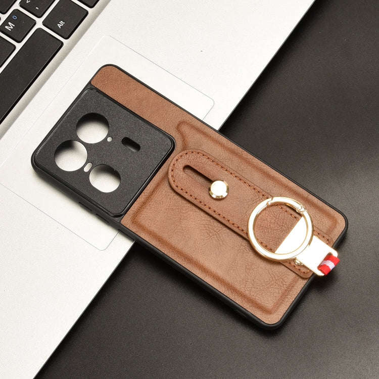 For Motorola Edge 50 Ultra Wristband Leather Back Phone Case(Brown)
