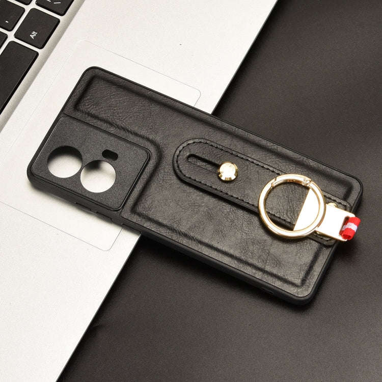For Motorola Edge 50 Fusion 5G Wristband Leather Back Phone Case(Black)