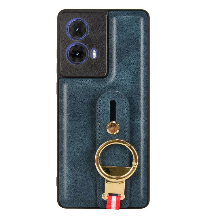 For Motorola Edge 50 Fusion 5G Wristband Leather Back Phone Case(Blue)