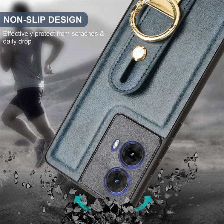 For Motorola Edge 50 Fusion 5G Wristband Leather Back Phone Case(Blue)