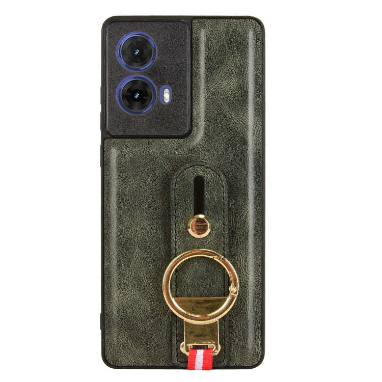 For Motorola Edge 50 Fusion 5G Wristband Leather Back Phone Case(Green)