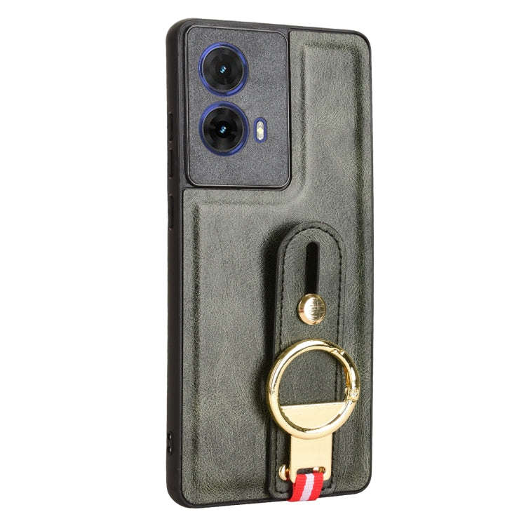 For Motorola Edge 50 Fusion 5G Wristband Leather Back Phone Case(Green)