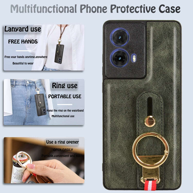 For Motorola Edge 50 Fusion 5G Wristband Leather Back Phone Case(Green)