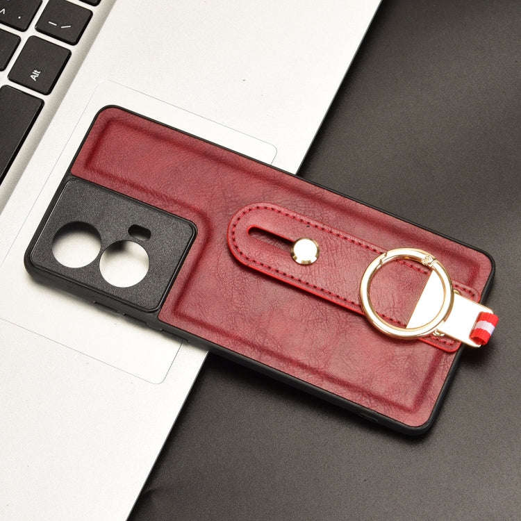 For Motorola Moto G85 5G Wristband Leather Back Phone Case(Red)