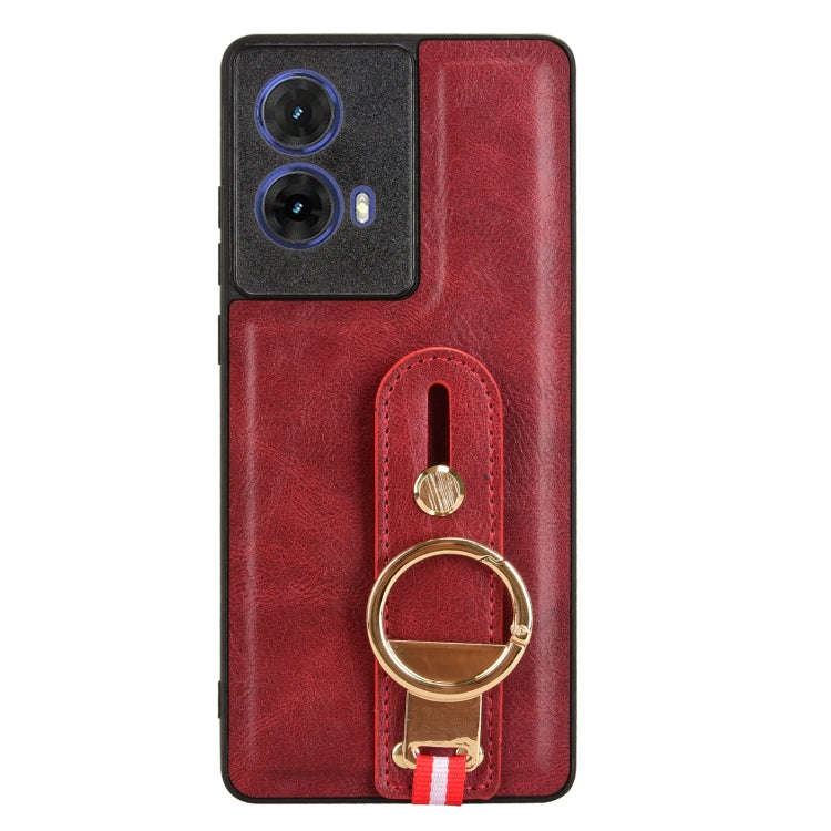 For Motorola Moto G85 5G Wristband Leather Back Phone Case(Red)