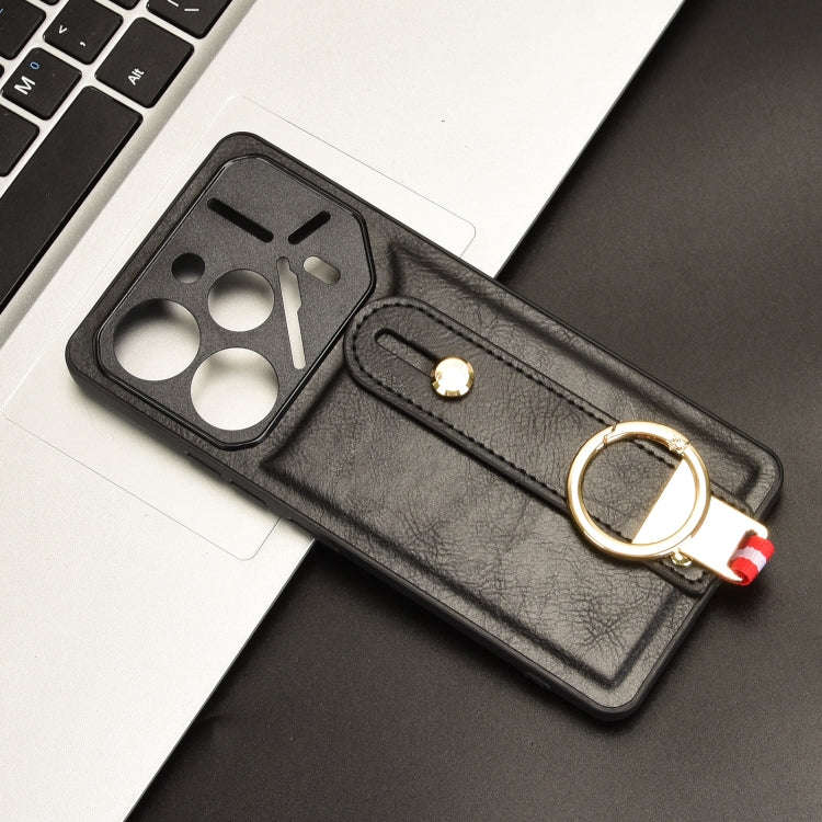 For Tecno Pova 6 Pro 5G Wristband Leather Back Phone Case(Black)