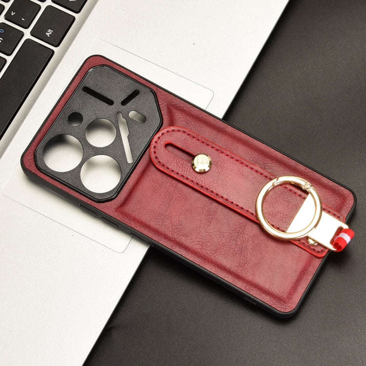 For Tecno Pova 6 Pro 5G Wristband Leather Back Phone Case(Red)