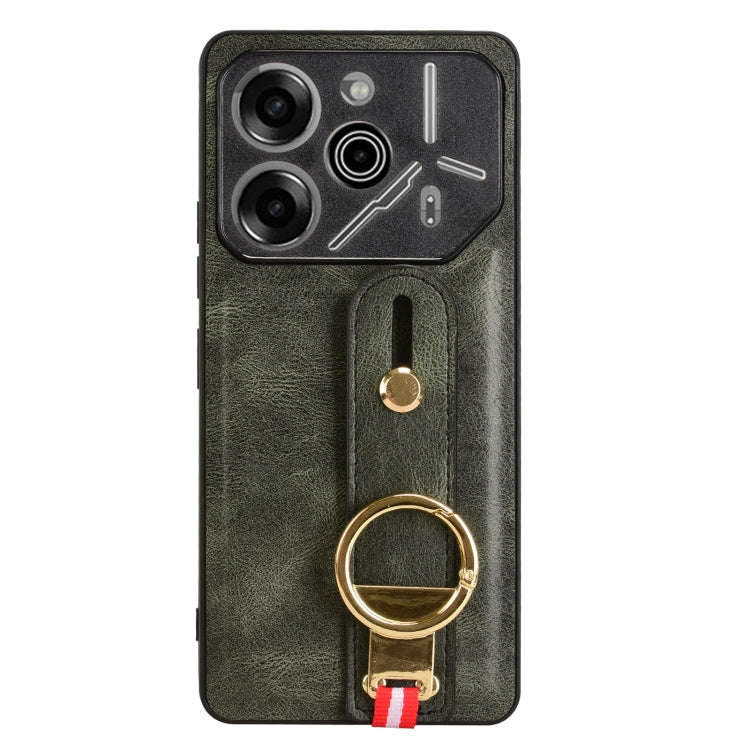 For Tecno Pova 6 Pro 5G Wristband Leather Back Phone Case(Green)