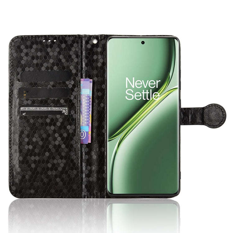 For OnePlus Ace 3 Pro Honeycomb Dot Texture Leather Phone Case(Black)