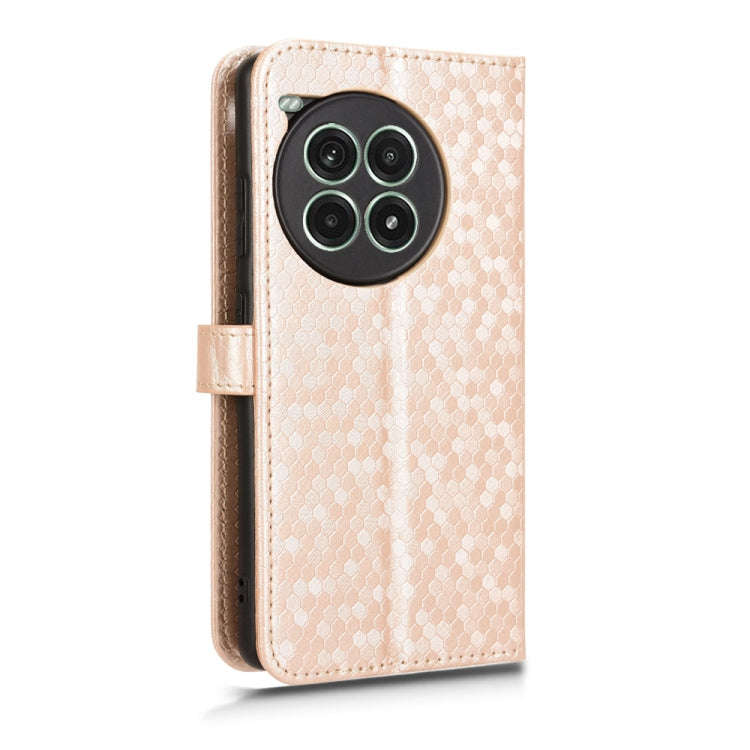 For OnePlus Ace 3 Pro Honeycomb Dot Texture Leather Phone Case(Gold)
