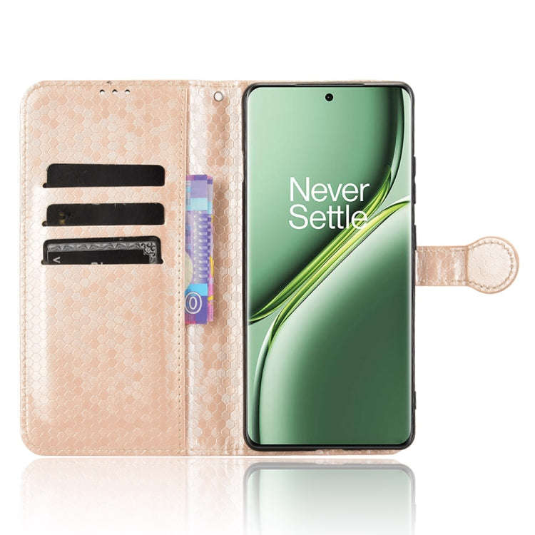 For OnePlus Ace 3 Pro Honeycomb Dot Texture Leather Phone Case(Gold)