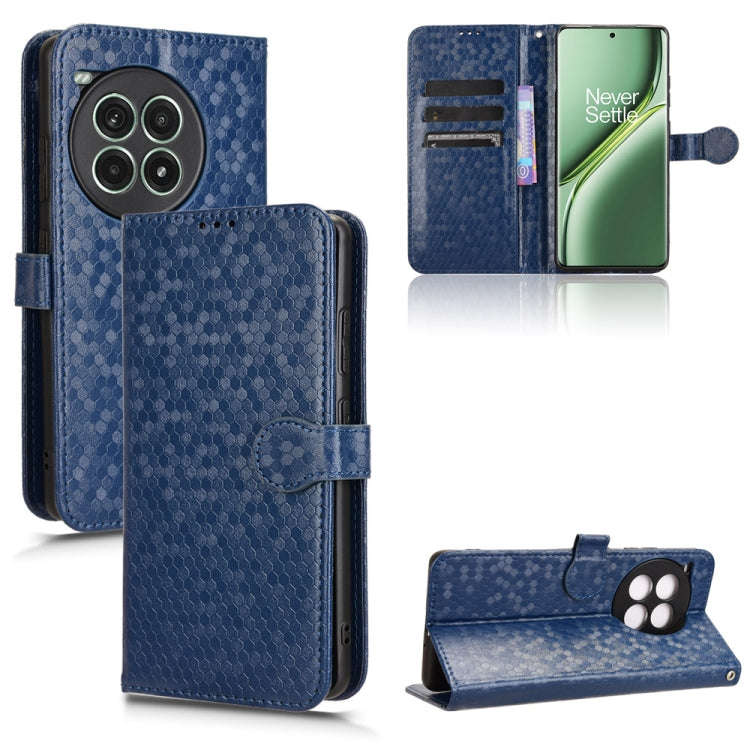 For OnePlus Ace 3 Pro Honeycomb Dot Texture Leather Phone Case(Blue)