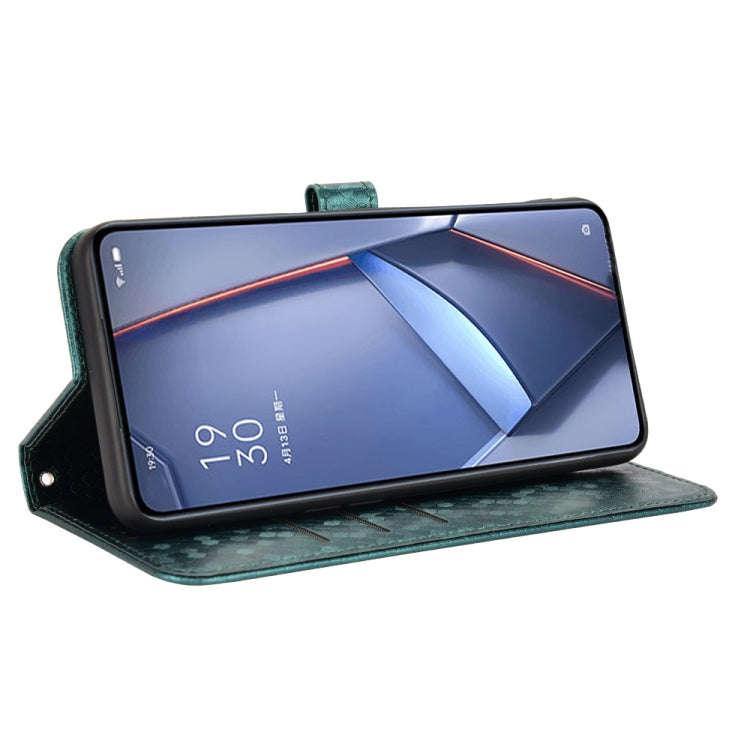 For OnePlus Ace 3 Pro Honeycomb Dot Texture Leather Phone Case(Green)