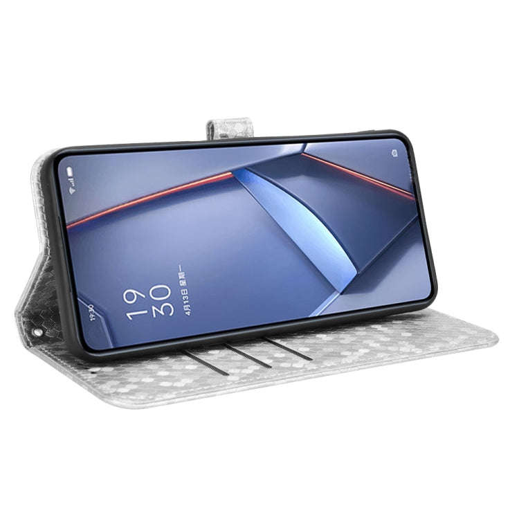For OnePlus Ace 3 Pro Honeycomb Dot Texture Leather Phone Case(Silver)