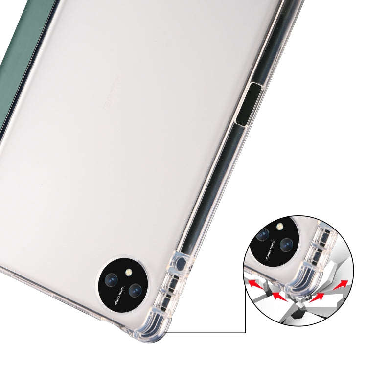 For Huawei MatePad Pro 11 2024 3-fold Clear TPU Leather Tablet Case with Pen Slot(Green)