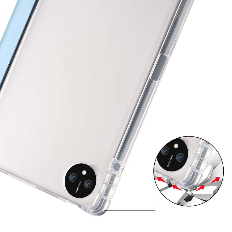 For Huawei MatePad Pro 11 2024 3-fold Clear TPU Leather Tablet Case with Pen Slot(Ice Blue)
