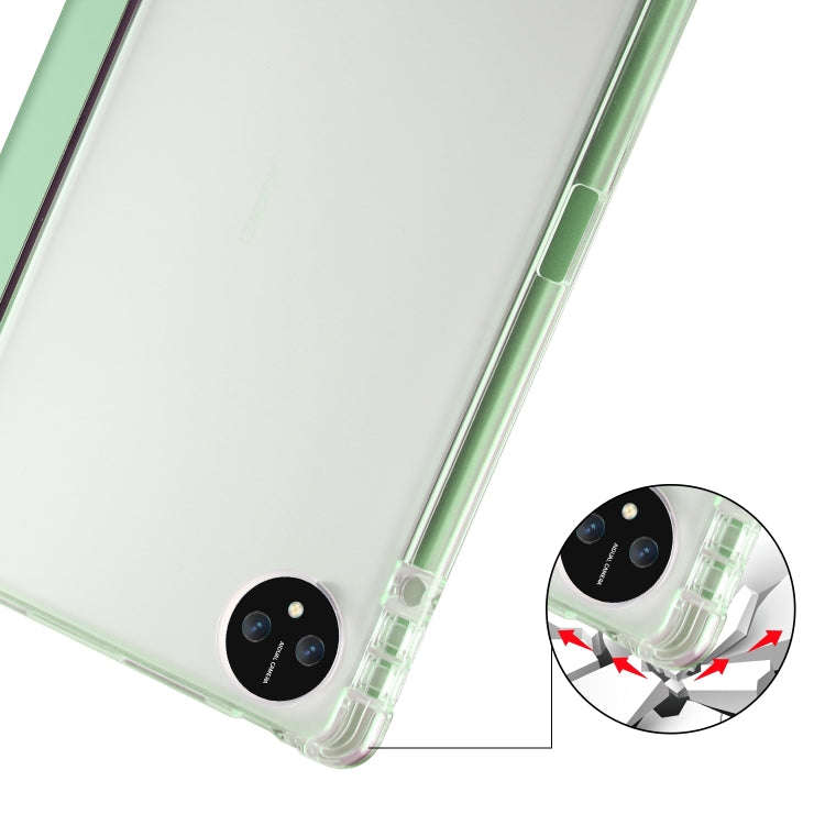 For Huawei MatePad Pro 11 2024 3-fold Clear TPU Leather Tablet Case with Pen Slot(Matcha Green)