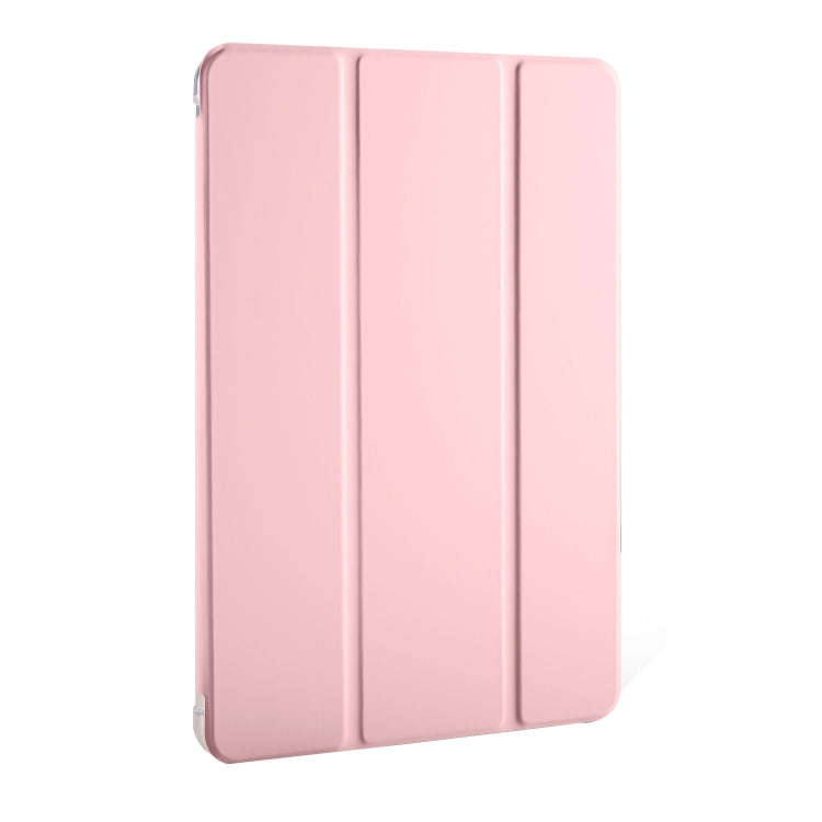 For Huawei MatePad Pro 11 2024 3-fold Clear TPU Leather Tablet Case with Pen Slot(Pink)